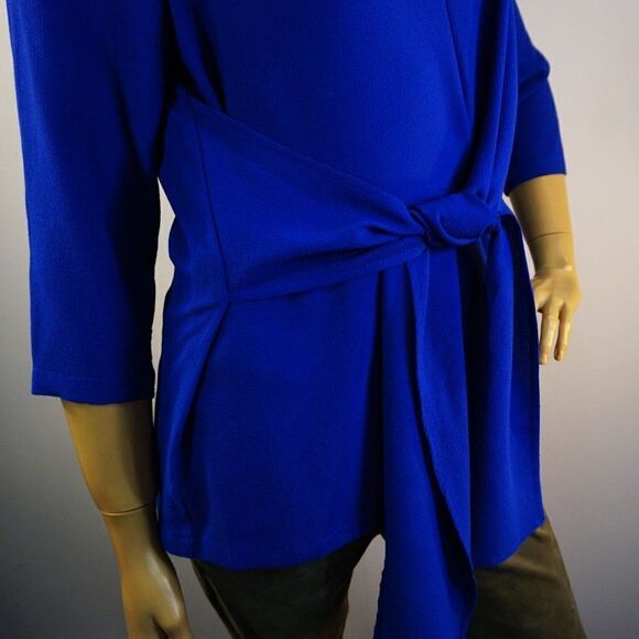 GIBSON Blue Tie Front Crepe Top Sz M Blouse Career Office - Picture 7 of 12